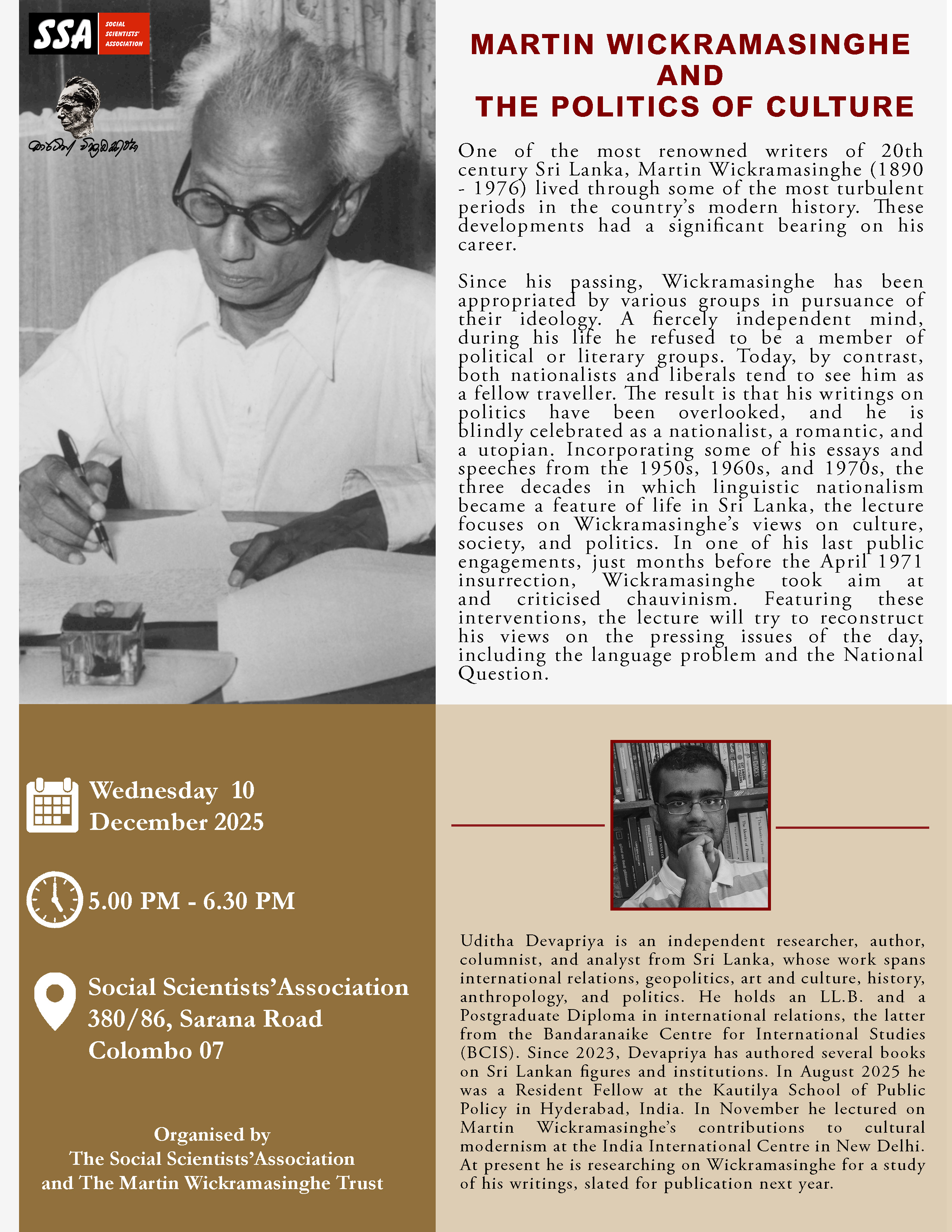 Martin Wickramasinghe and the Politics of Culture - Lionel Wendt Art Centre